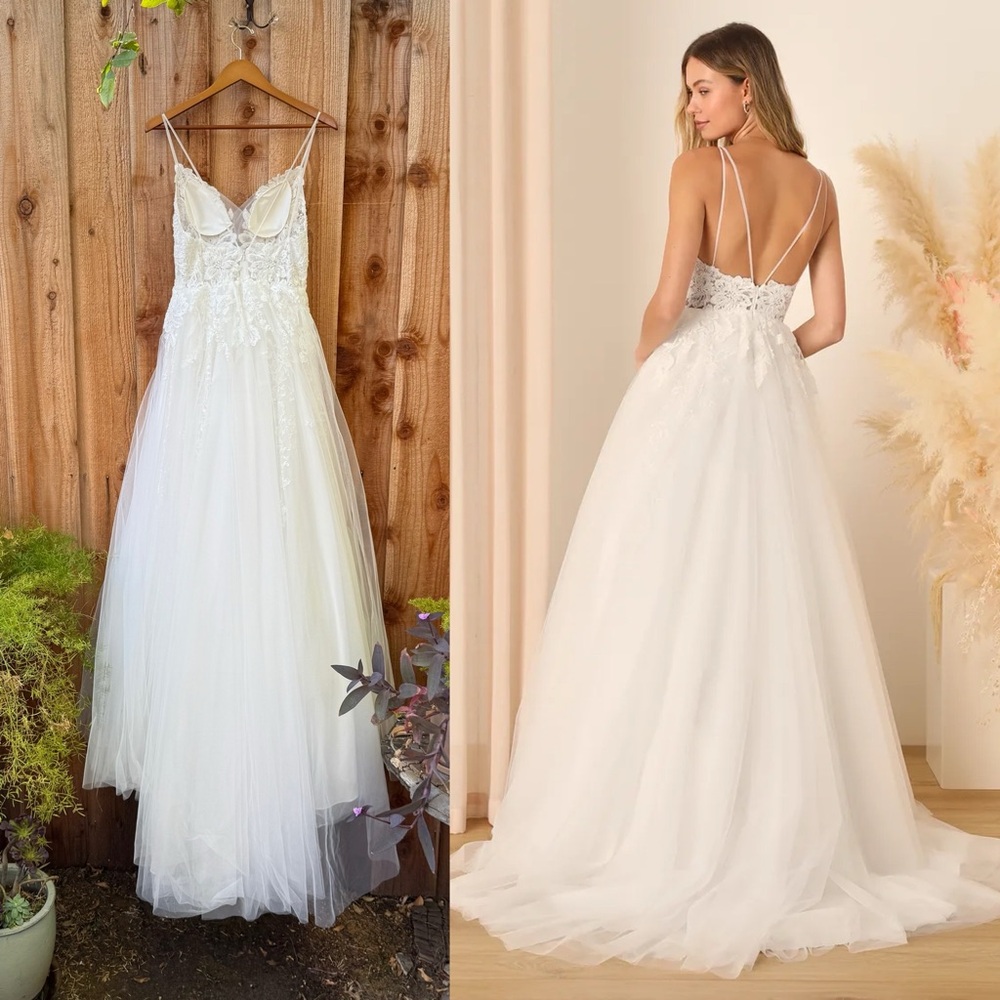 Lulu's White Lace Bridal Dress
